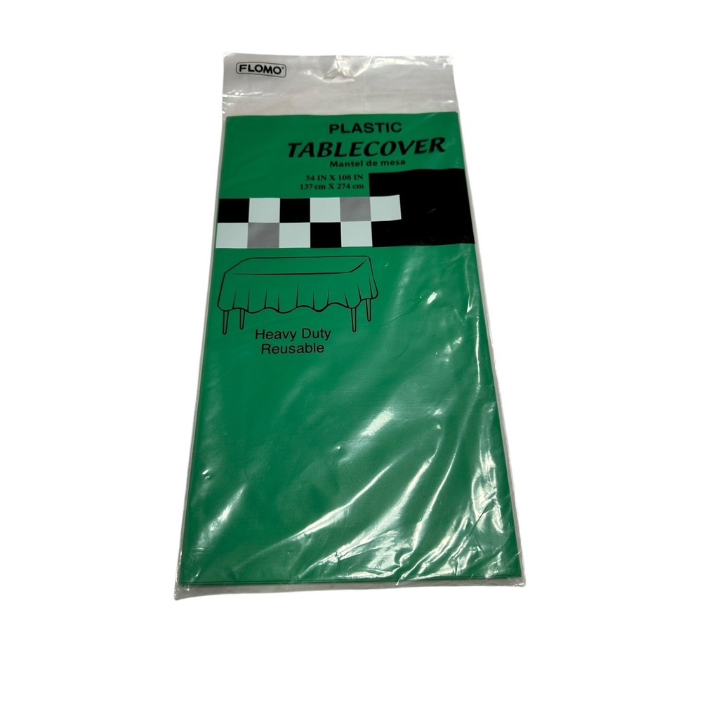 LOT OF 5 FLOMO green plastic table cover rectangle 54x108 inches‎